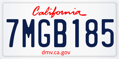 CA license plate 7MGB185