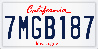 CA license plate 7MGB187