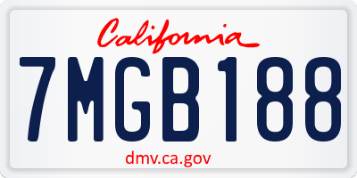 CA license plate 7MGB188