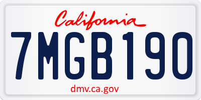 CA license plate 7MGB190