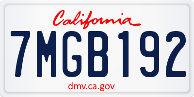 CA license plate 7MGB192