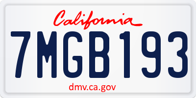 CA license plate 7MGB193