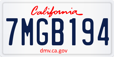 CA license plate 7MGB194