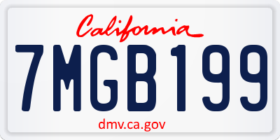 CA license plate 7MGB199