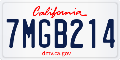 CA license plate 7MGB214