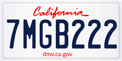 CA license plate 7MGB222