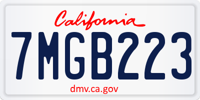 CA license plate 7MGB223