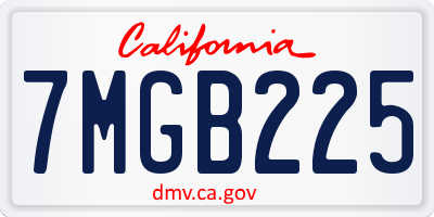 CA license plate 7MGB225