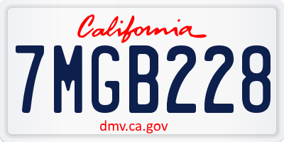 CA license plate 7MGB228