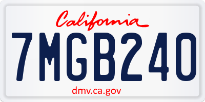 CA license plate 7MGB240