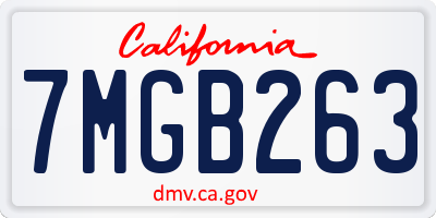 CA license plate 7MGB263