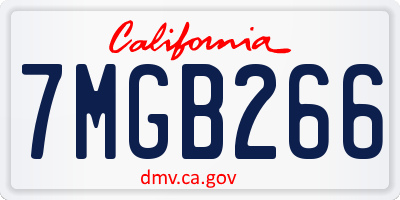 CA license plate 7MGB266