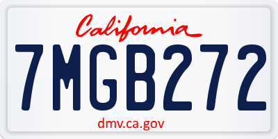 CA license plate 7MGB272