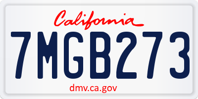 CA license plate 7MGB273