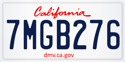 CA license plate 7MGB276