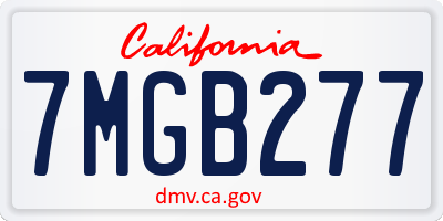CA license plate 7MGB277