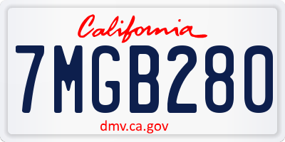 CA license plate 7MGB280