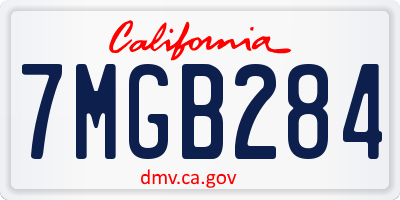 CA license plate 7MGB284