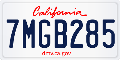 CA license plate 7MGB285