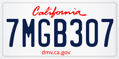CA license plate 7MGB307