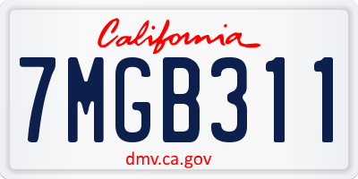CA license plate 7MGB311