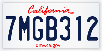 CA license plate 7MGB312