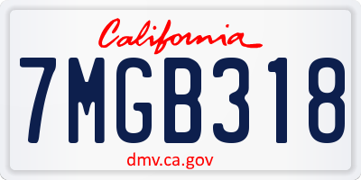 CA license plate 7MGB318