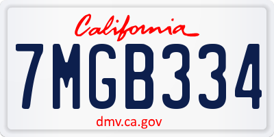 CA license plate 7MGB334