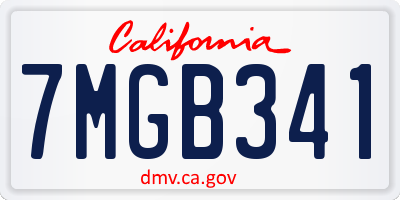 CA license plate 7MGB341