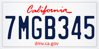 CA license plate 7MGB345