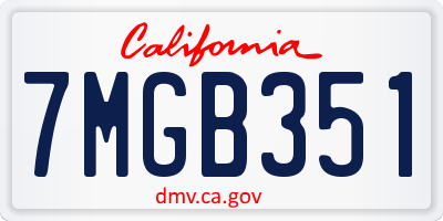 CA license plate 7MGB351