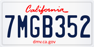 CA license plate 7MGB352