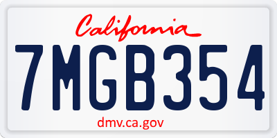 CA license plate 7MGB354