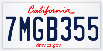 CA license plate 7MGB355