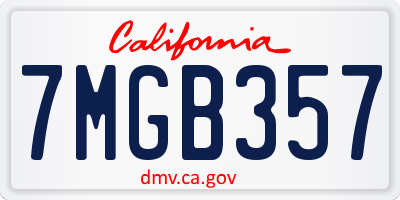 CA license plate 7MGB357