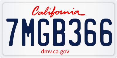 CA license plate 7MGB366