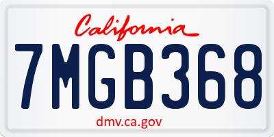 CA license plate 7MGB368