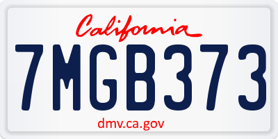 CA license plate 7MGB373