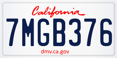 CA license plate 7MGB376