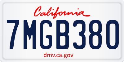 CA license plate 7MGB380