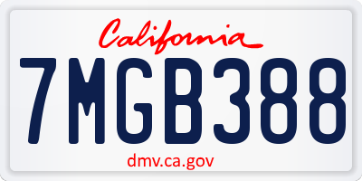 CA license plate 7MGB388