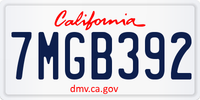CA license plate 7MGB392