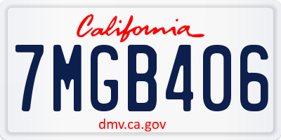 CA license plate 7MGB406