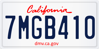 CA license plate 7MGB410