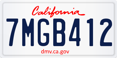 CA license plate 7MGB412