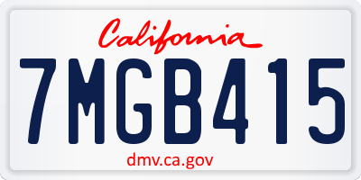 CA license plate 7MGB415