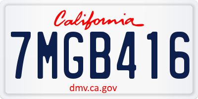 CA license plate 7MGB416
