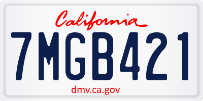 CA license plate 7MGB421