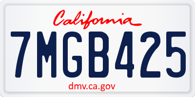CA license plate 7MGB425