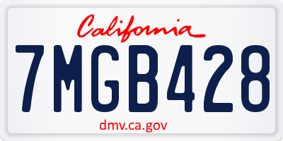CA license plate 7MGB428